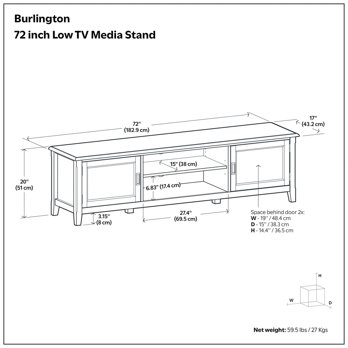 Burlington - Low TV Media Stand - Mahogany