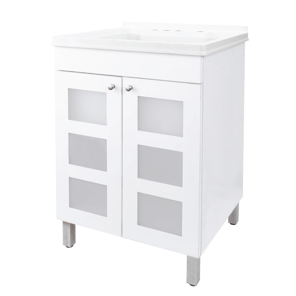 Tehila White Vanity Cabinet and White Utility Sink