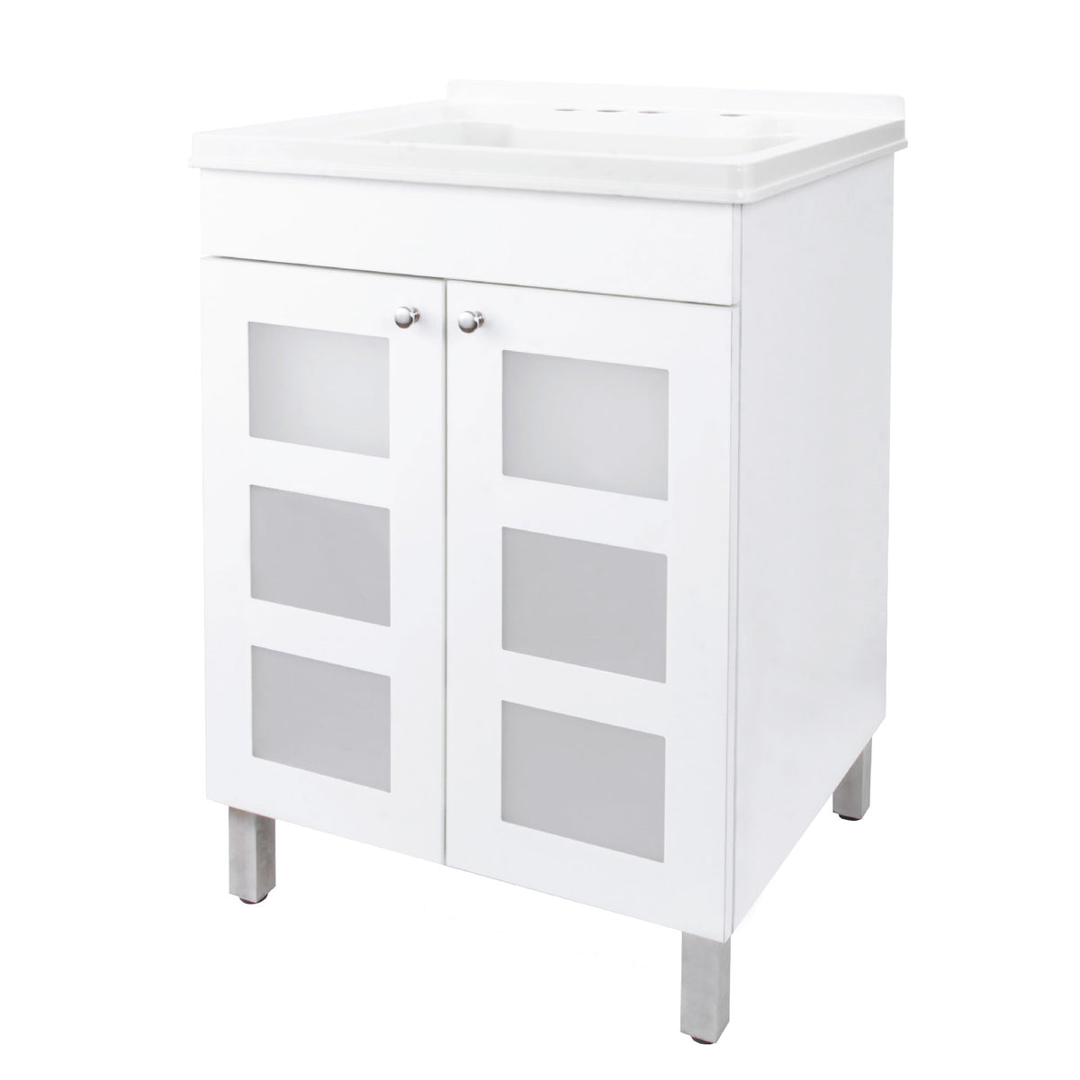 Tehila White Vanity Cabinet and White Utility Sink