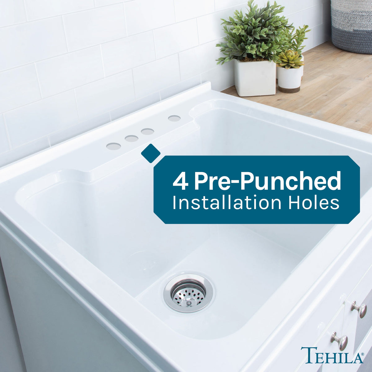 Tehila White Vanity Cabinet and White Utility Sink