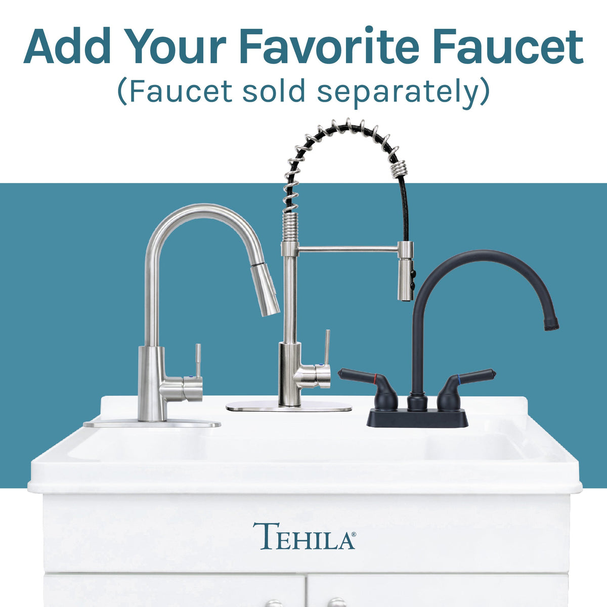 Tehila White Vanity Cabinet and White Utility Sink