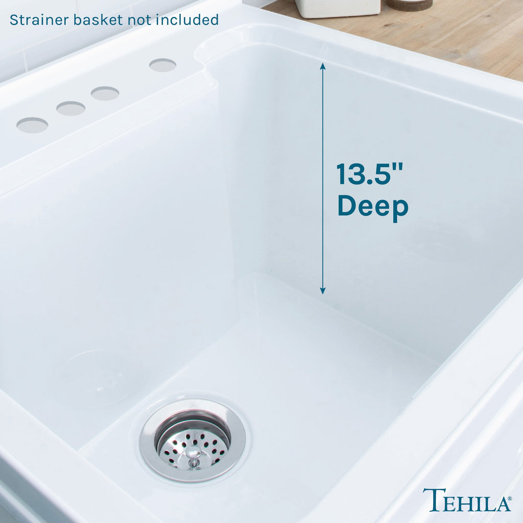 Tehila White Vanity Cabinet and White Utility Sink