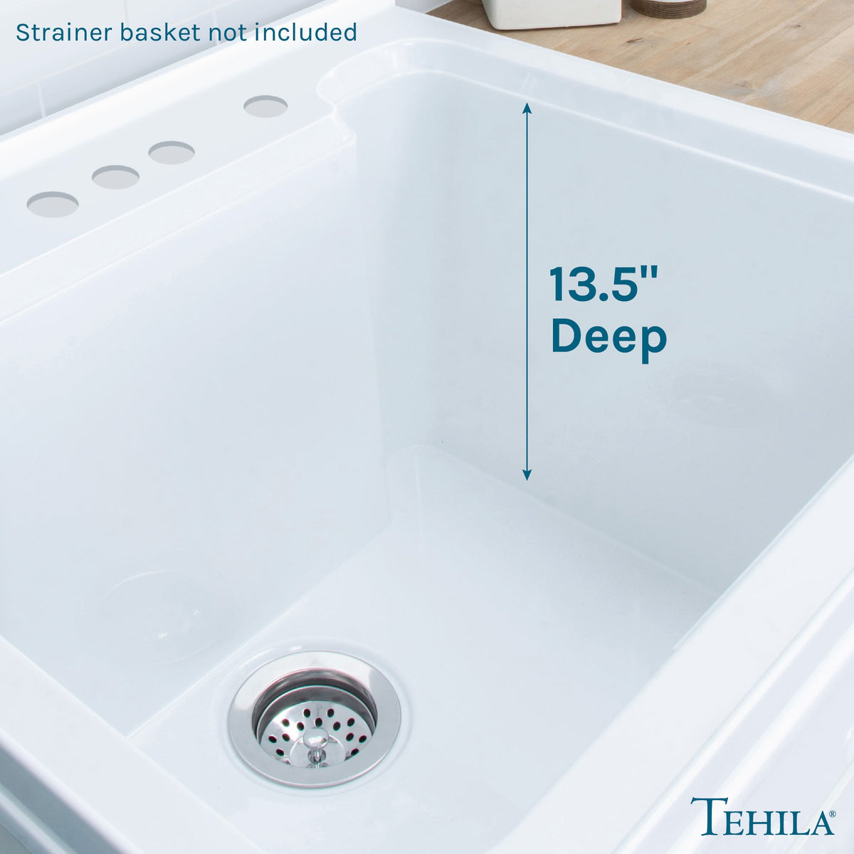 Tehila White Vanity Cabinet and White Utility Sink