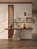 Wabi-Sabi Minimalist Curved Console Table – Modern Japandi Foyer & Hallway Table