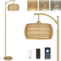 Arc Floor Lamp with 3 Color Temperatures, LED Gold Floor Lamp with Remote