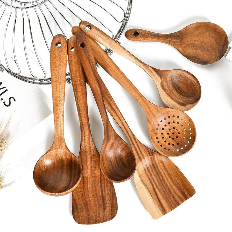 Teak Natural Wood Tableware Spoon Ladle