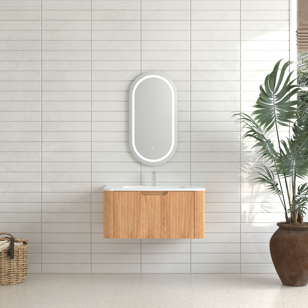 30" Wall-Mounted Floating Solid Wood Bathroom Vanity