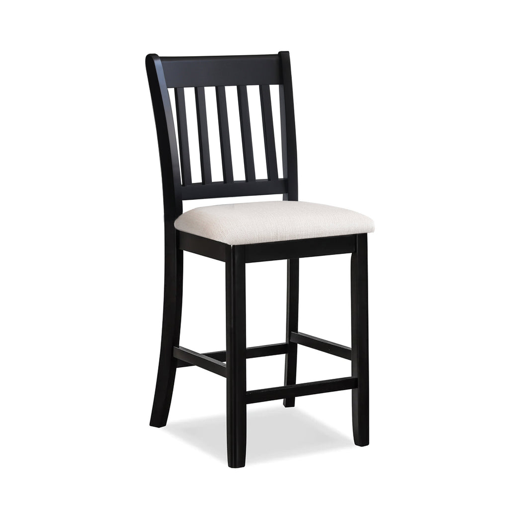 Casual Seating Black Finish Chairs Set of 2 Rubberwood Transitional Slatted Back Design Dining Room Furniture Counter Chairs