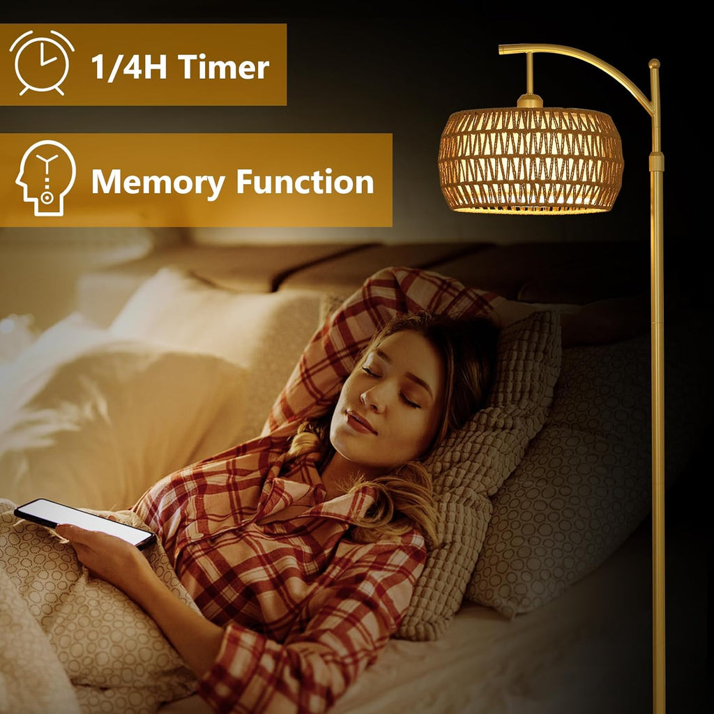 Arc Floor Lamp with 3 Color Temperatures, LED Gold Floor Lamp with Remote