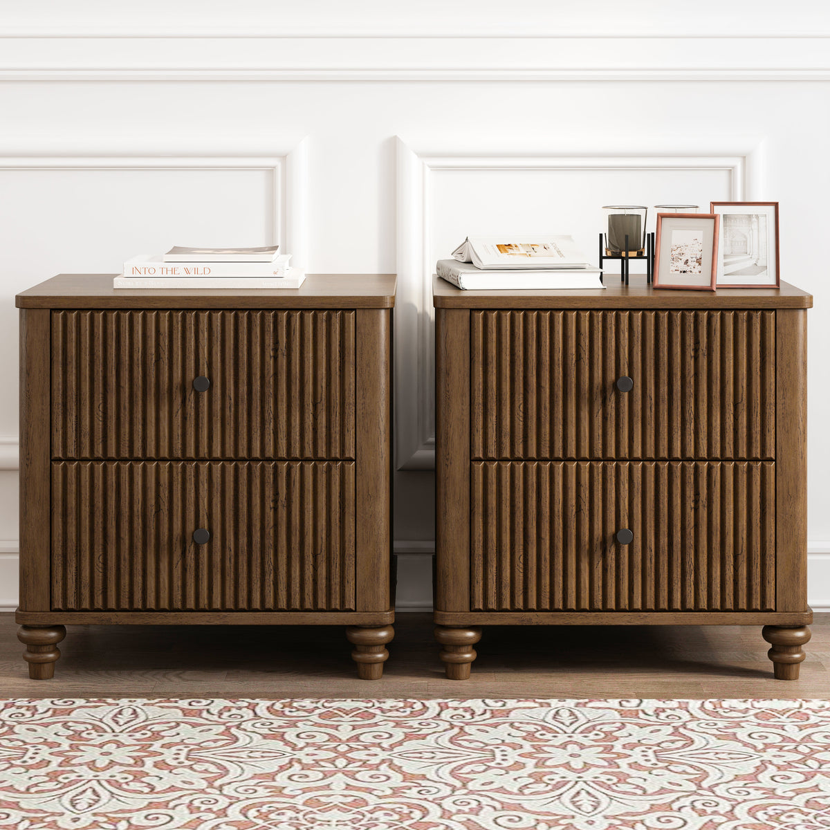 Fluted Nightstand 2-Piece Set