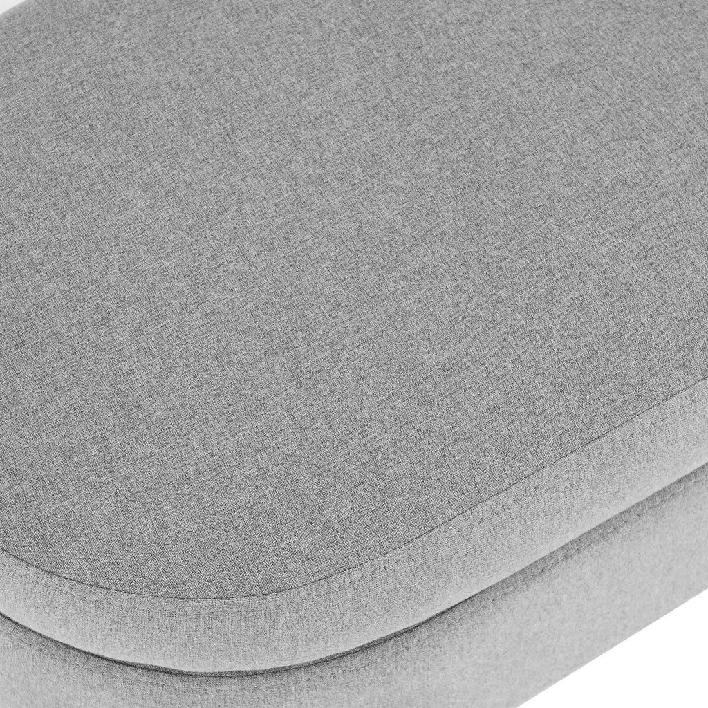 Ottoman Oval Storage Bench Rubber Wood Legs Grey
