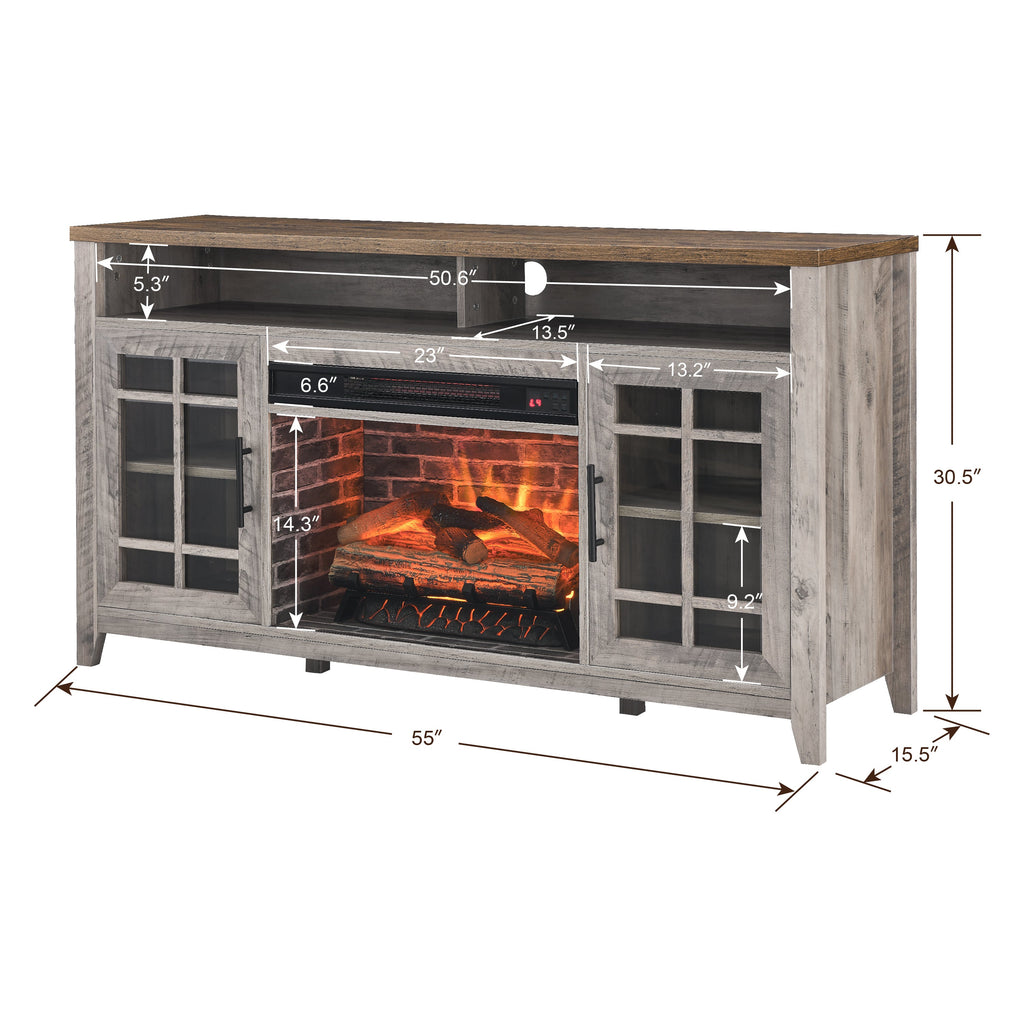 55 Inch TV Media Stand with Electric Fireplace