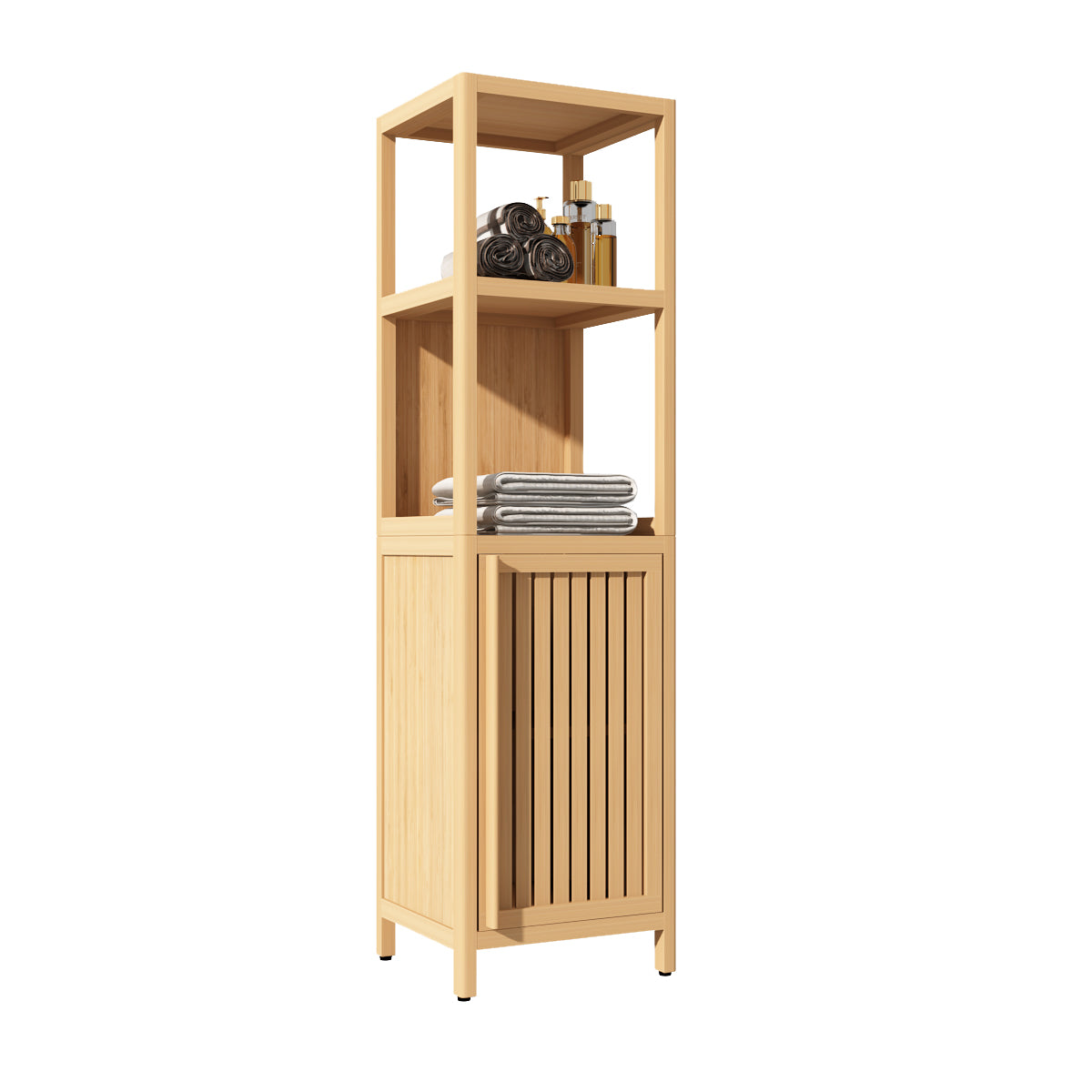 Large Capacity Multifunctional Bamboo Storage Cabinet