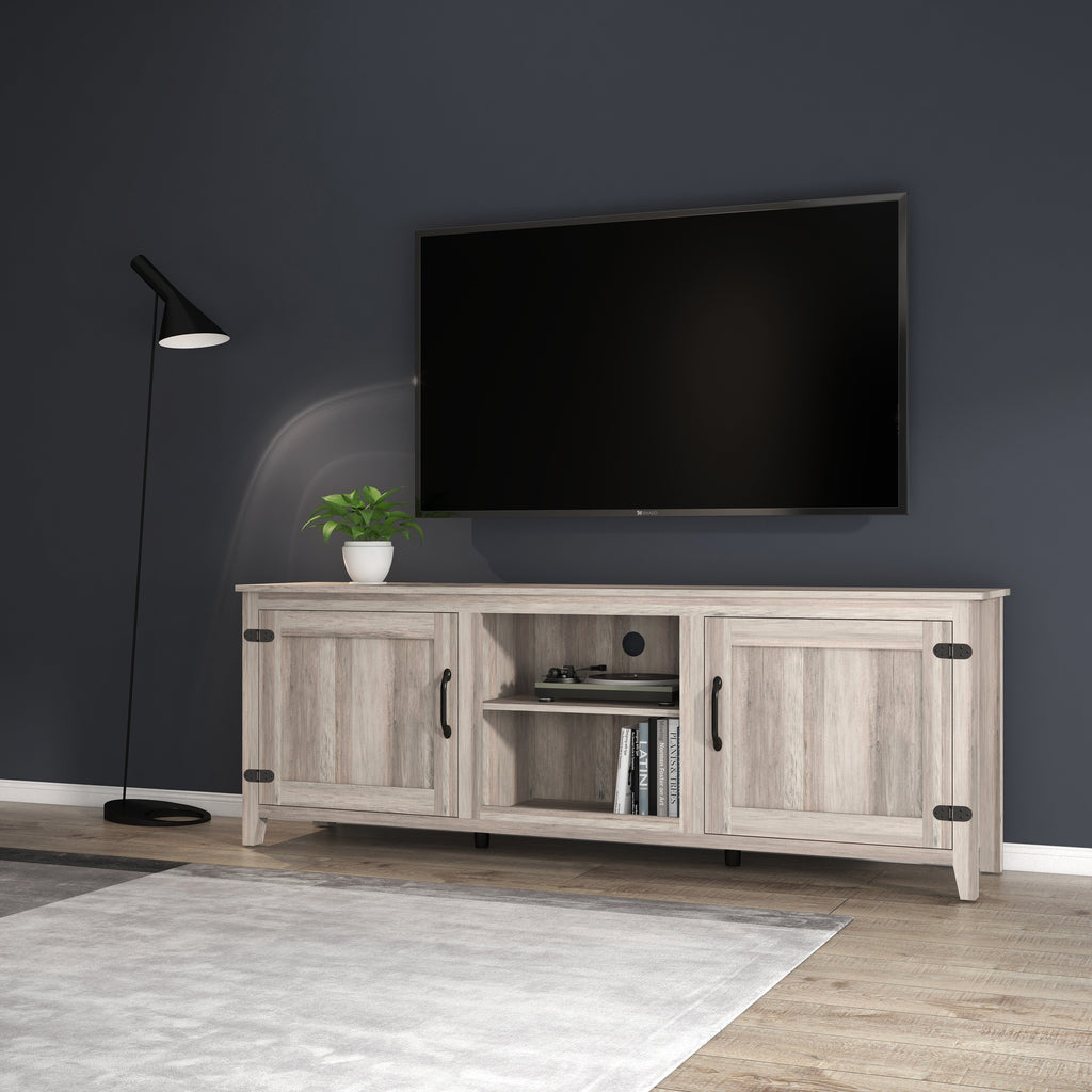 TV Stand Storage Media Console Entertainment Center Grey Walnut