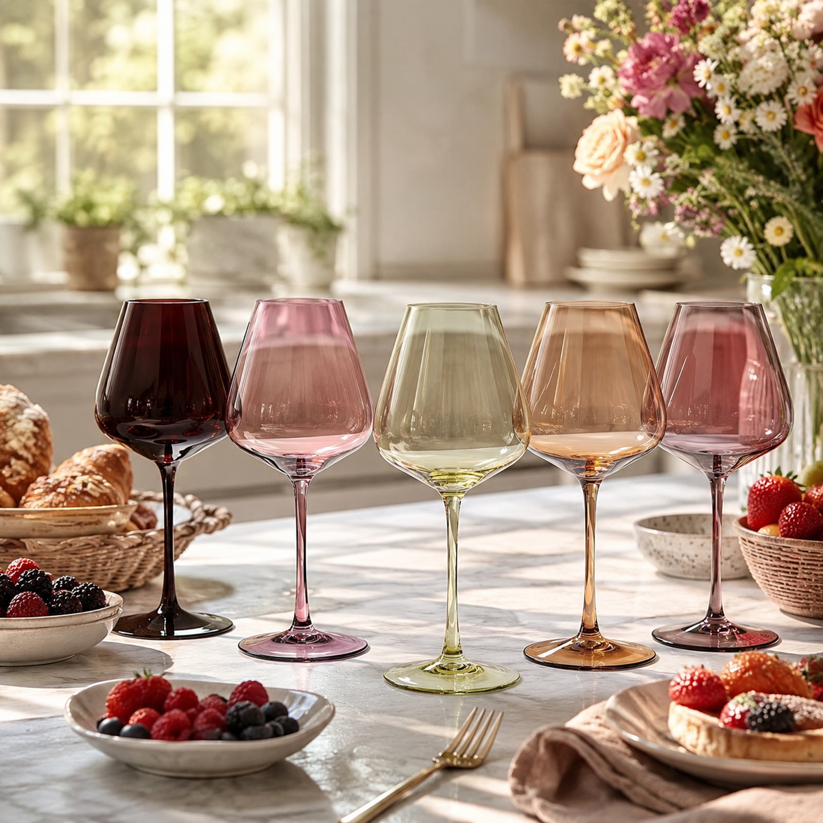 Stagioni Stemmed Wine Glassware, Set of 5