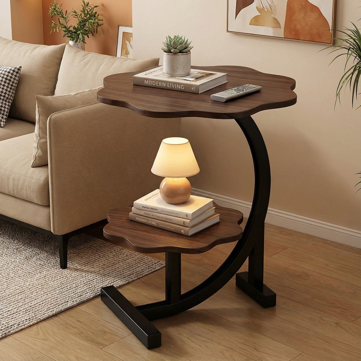 Modern Side Table – Round, C-Shape & Petal Designs | Sofa End Table with Metal