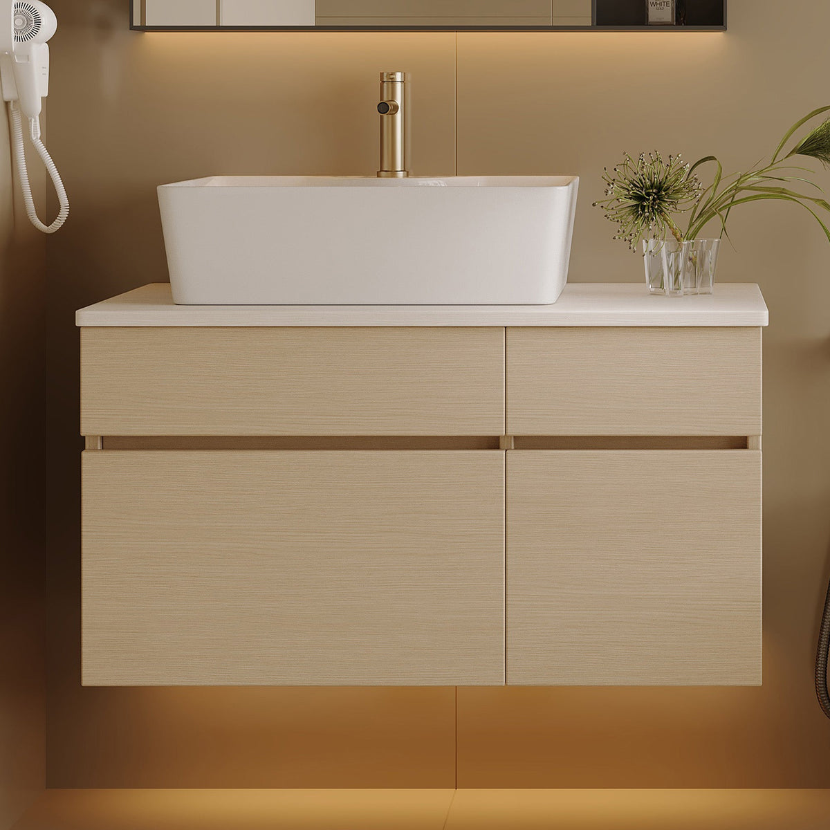 31.5 Inches Floating Single Small Bathroom Vanity with Sink