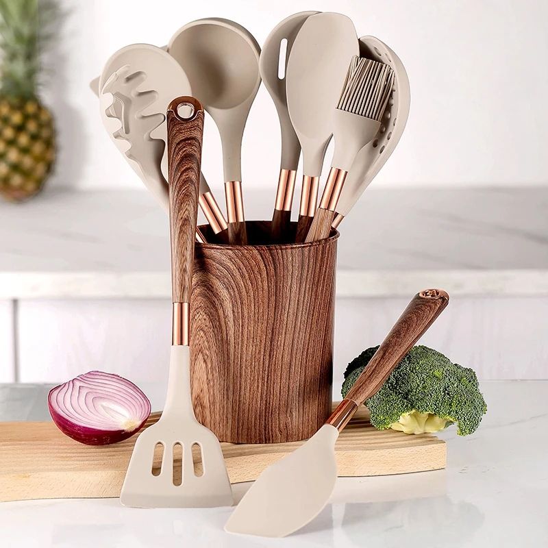10 Pieces Kitchen Tools Set Wooden Handle Cooking Kitchen Utensil Set