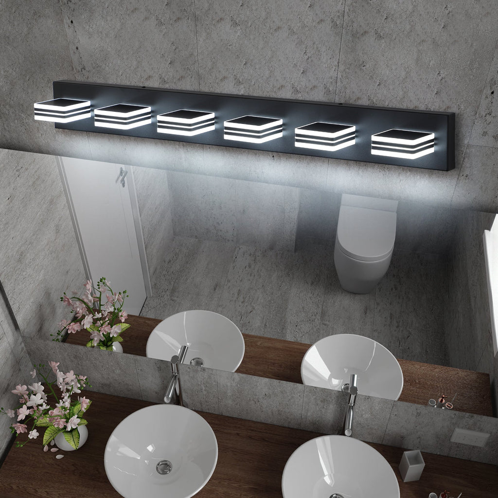 LED Modern Black Vanity Lights, 6-Lights Acrylic