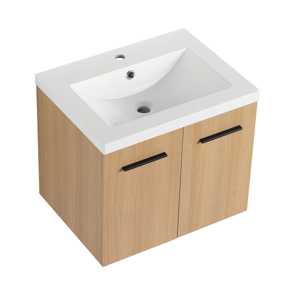 Floating Bathroom Vanity With Sink, Wall Mounted Double Door Storage
