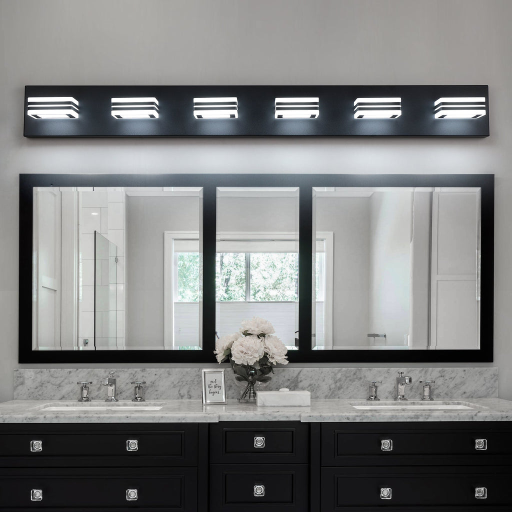 LED Modern Black Vanity Lights, 6-Lights Acrylic