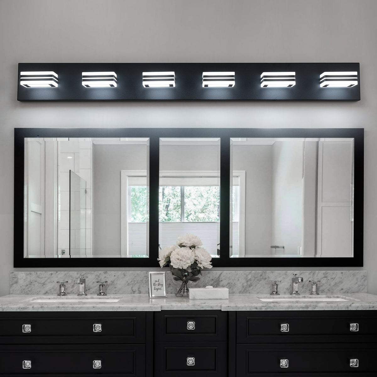 LED Modern Black Vanity Lights, 6-Lights Acrylic