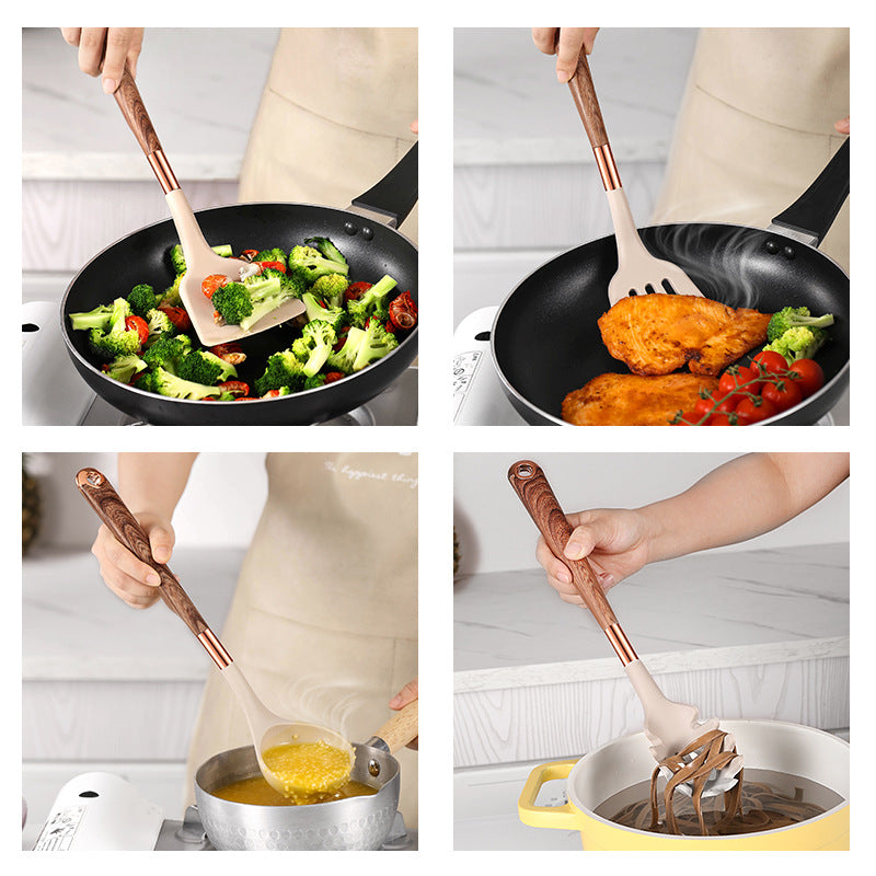 10 Pieces Kitchen Tools Set Wooden Handle Cooking Kitchen Utensil Set