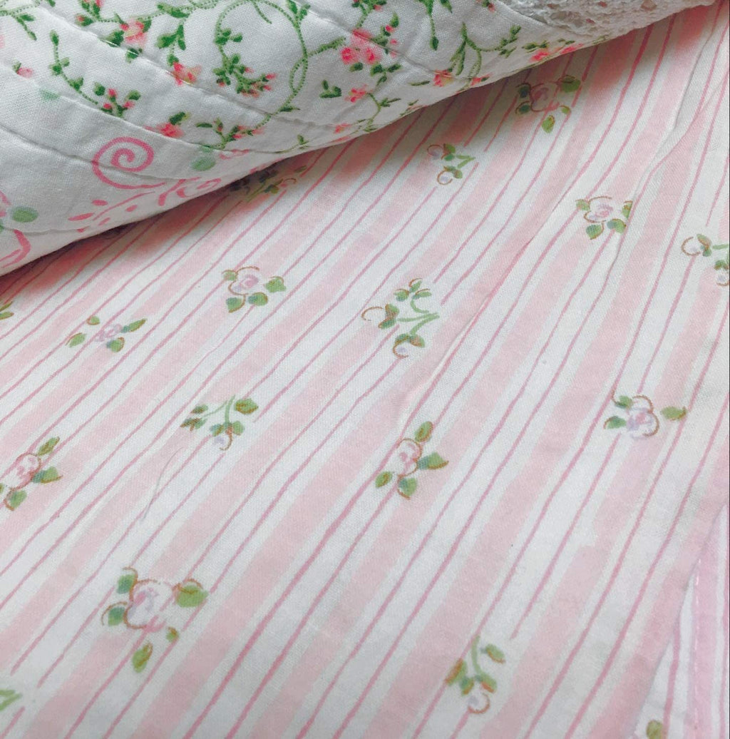 Romantic Chic Lace Ruffle Pink Real Patchwork Cotton Reversible