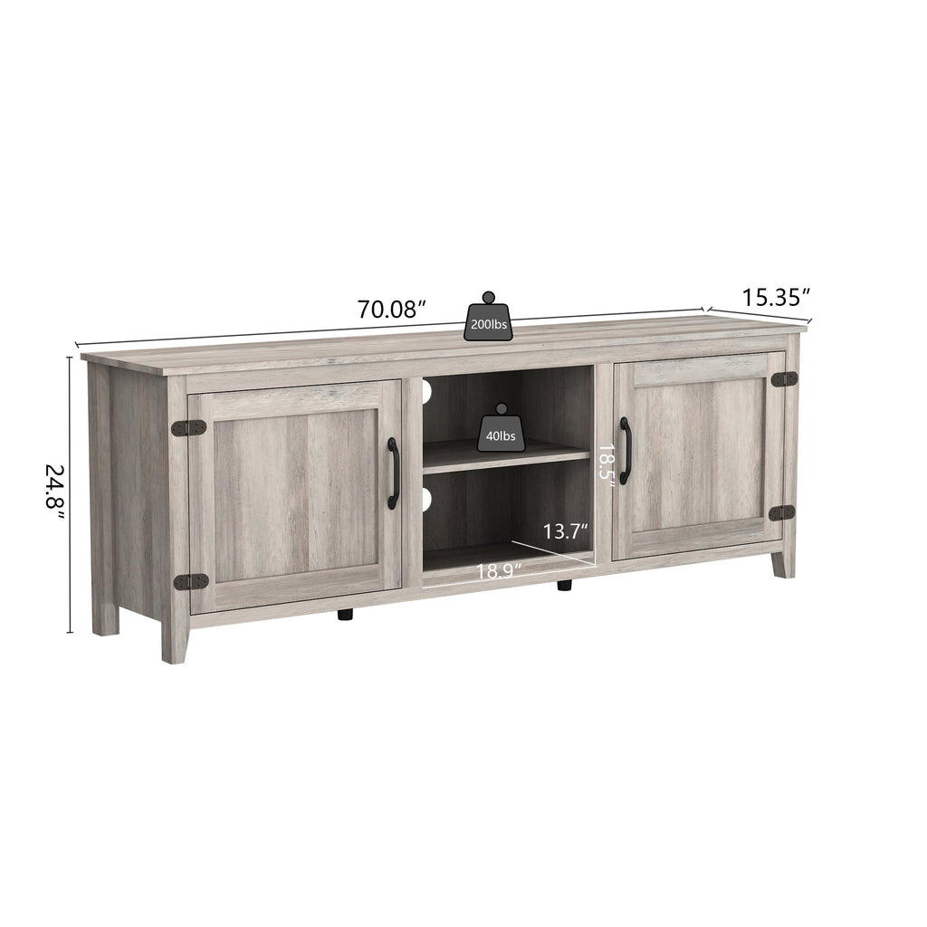 TV Stand Storage Media Console Entertainment Center Grey Walnut