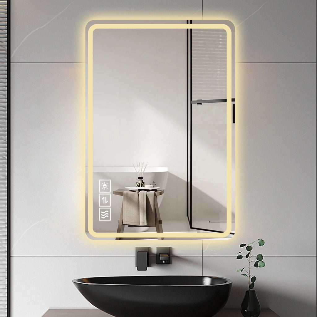 LED Bathroom Mirrors With Front Lights Wall Mounted Anti-Fog