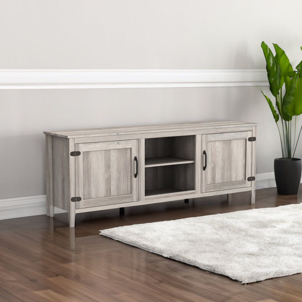 TV Stand Storage Media Console Entertainment Center Grey Walnut