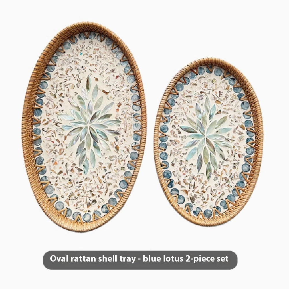 Japanese Rattan Shell Tray For Household Tea