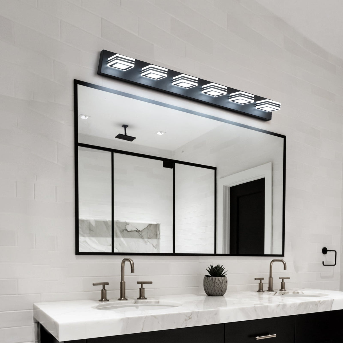 LED Modern Black Vanity Lights, 6-Lights Acrylic