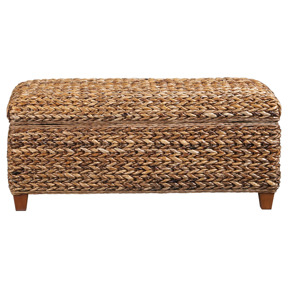 Laughton Hand-Woven Banana Leaf Storage Bench Amber