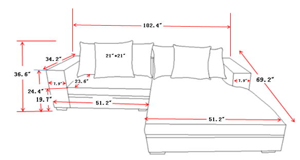 Luxe - Oversized 2 Piece L Shaped Sofa With Chaise
