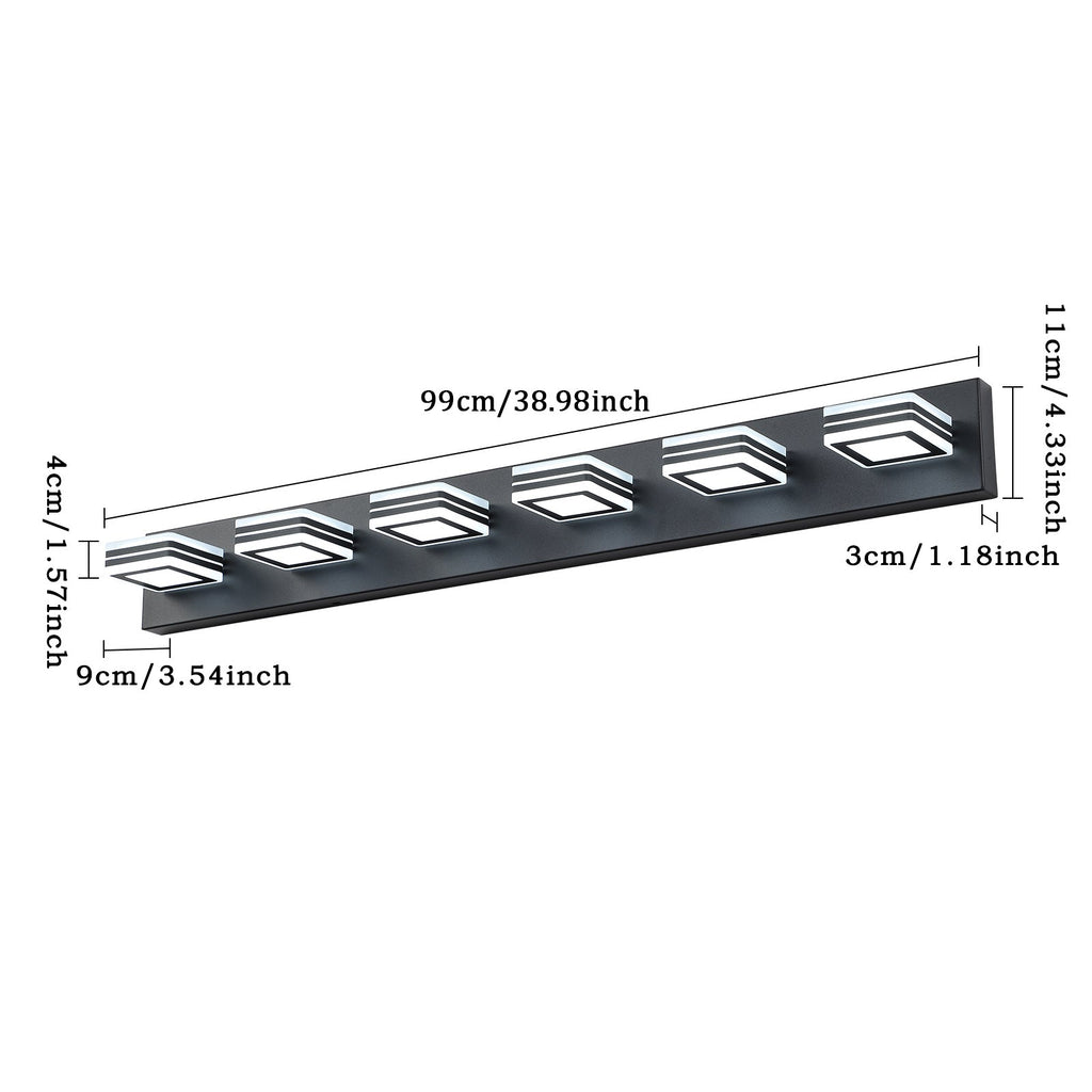 LED Modern Black Vanity Lights, 6-Lights Acrylic