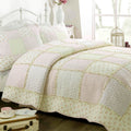 Sweet Peach Pink Floral Ruffle Scalloped Real Patchwork Cotton Reversible Quilt