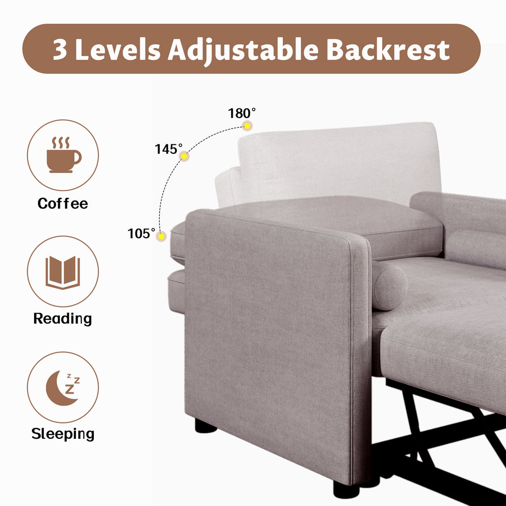 3 in 1 Convertible Sleeper Chair  Lounger Chair Turns Into Bed