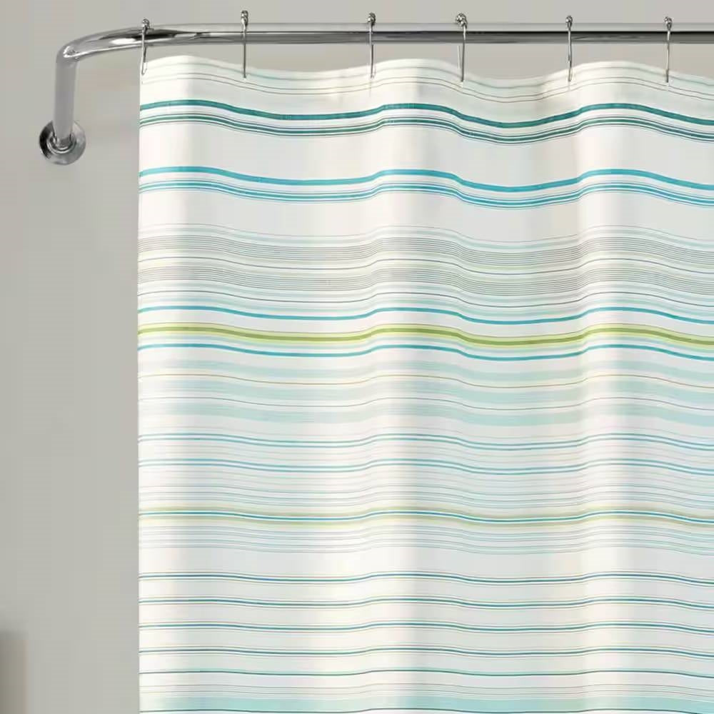 72-inch Sea Breeze Blue Green White Cotton Shower Curtain