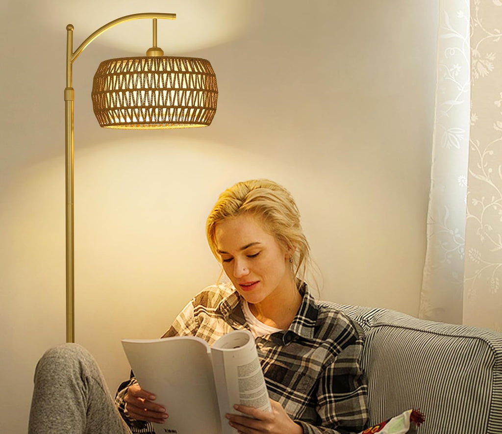 Arc Floor Lamp with 3 Color Temperatures, LED Gold Floor Lamp with Remote