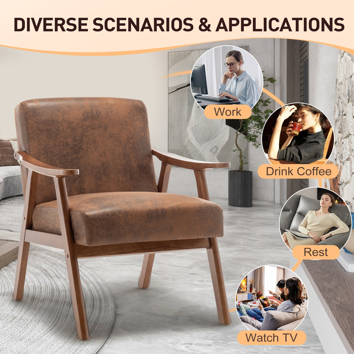 Medieval modern chair, solid wood frame