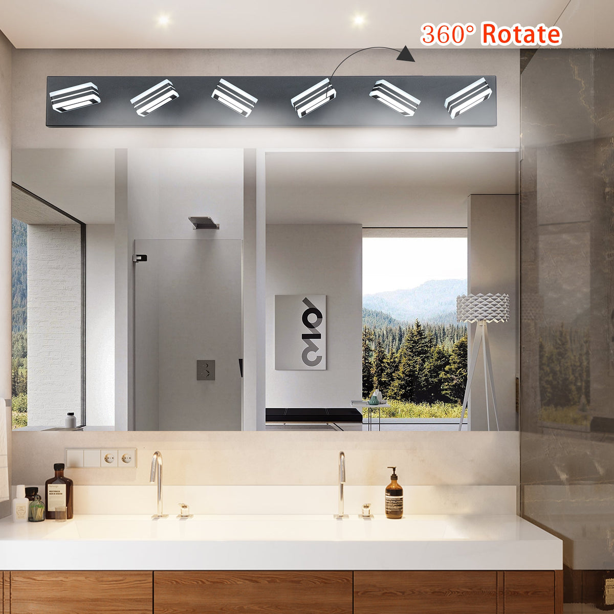 LED Modern Black Vanity Lights, 6-Lights Acrylic
