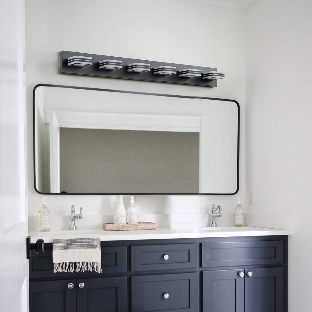 LED Modern Black Vanity Lights, 6-Lights Acrylic