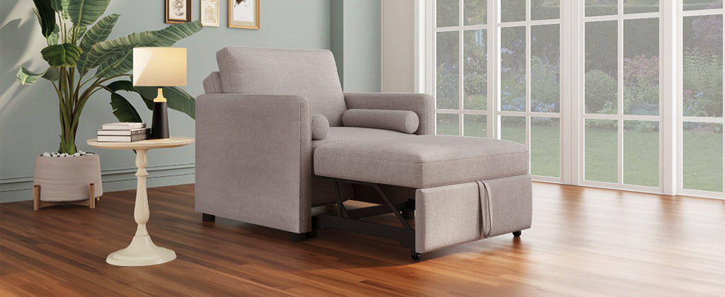 3 in 1 Convertible Sleeper Chair  Lounger Chair Turns Into Bed