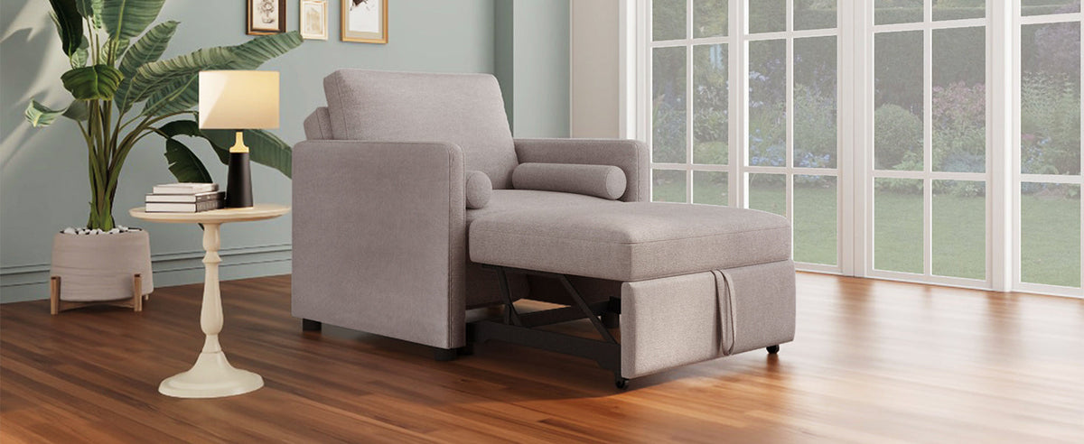 3 in 1 Convertible Sleeper Chair  Lounger Chair Turns Into Bed