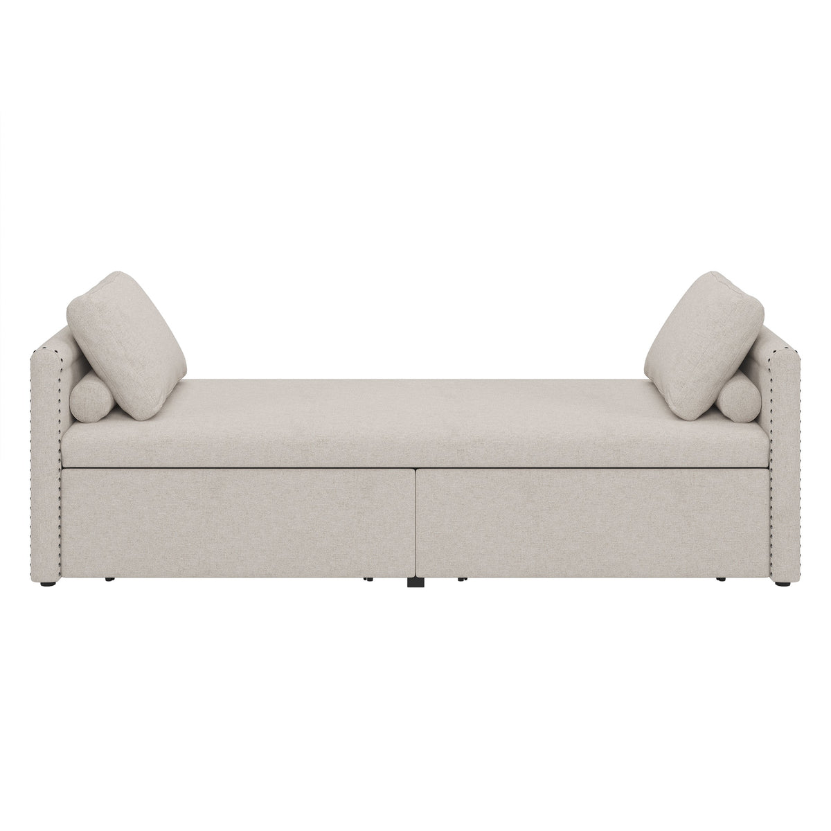 Modern cushioned lounge chair sofa bed with 2 drawers