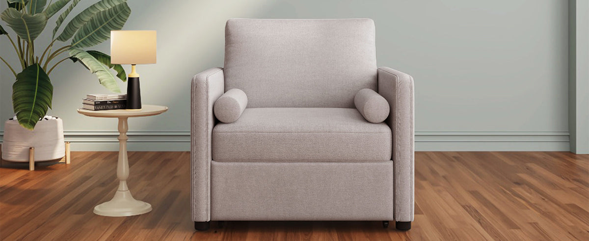 3 in 1 Convertible Sleeper Chair  Lounger Chair Turns Into Bed