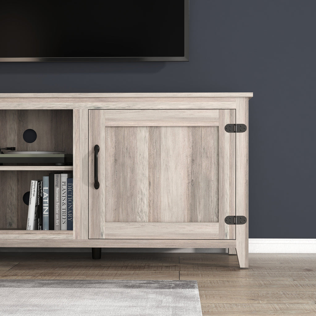 TV Stand Storage Media Console Entertainment Center Grey Walnut