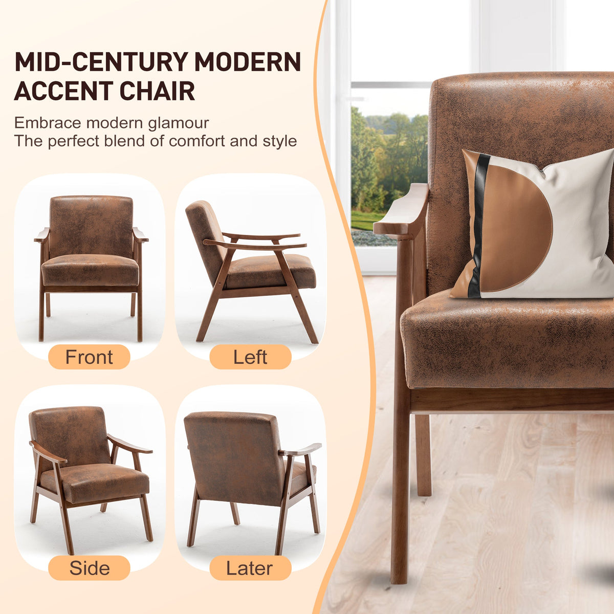 Medieval modern chair, solid wood frame