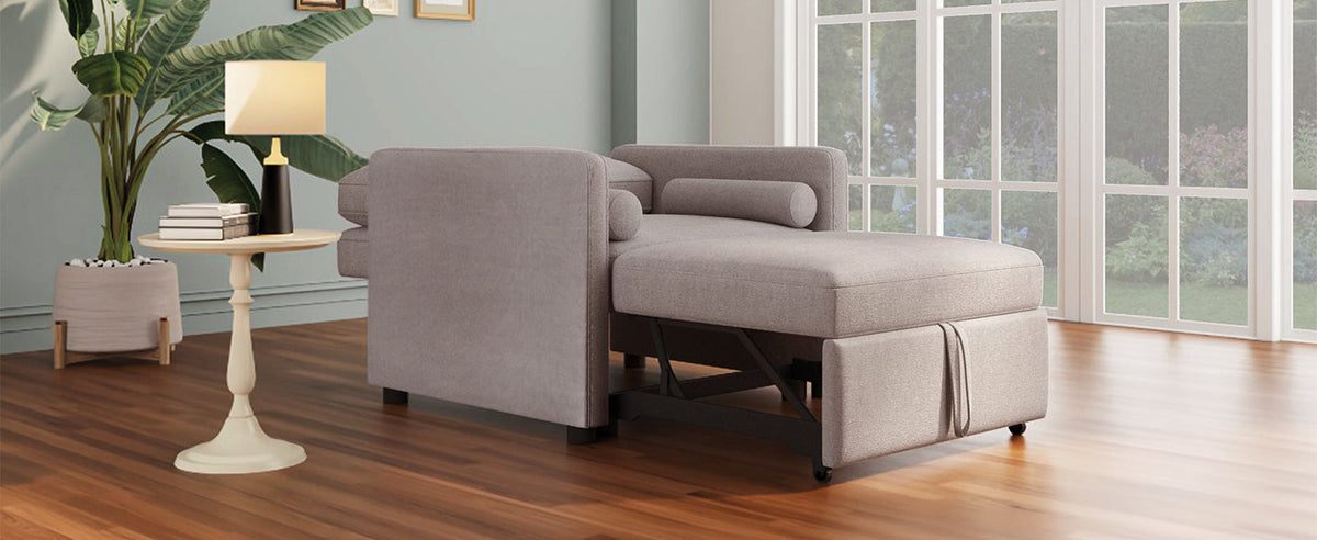 3 in 1 Convertible Sleeper Chair  Lounger Chair Turns Into Bed